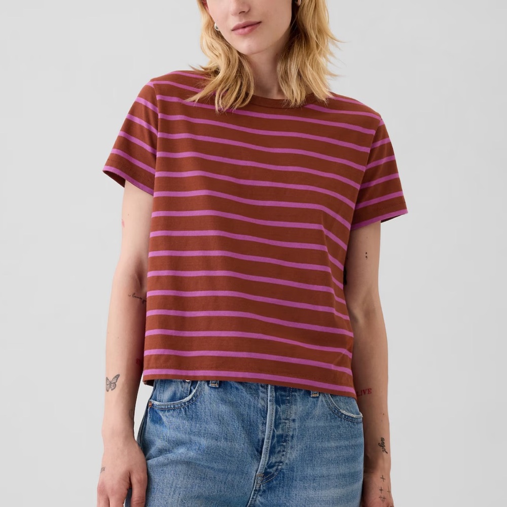 Organic Cotton Vintage Shrunken T-Shirt — pink & purple burgundy — GAP